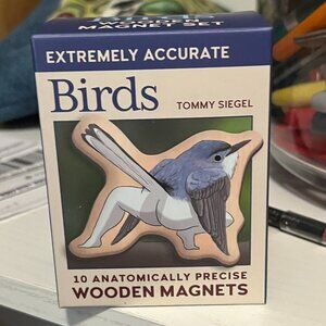 Extremely Accurate Birds With Butts Wooden Magnet SET NIB Tommy Siegel w. Book